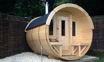 Barrelsauna Nordic Grenen antraciete dakbedekking